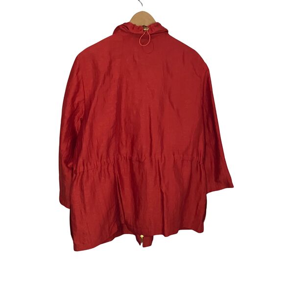 Lafayette 148 New York Red Anorak Jacket XL – Silk Blend Drawstring Coat - Picture 3 of 9